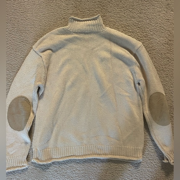 Ralph Lauren beige turtleneck sweater with elbow patches and horse detail - Picture 3 of 8